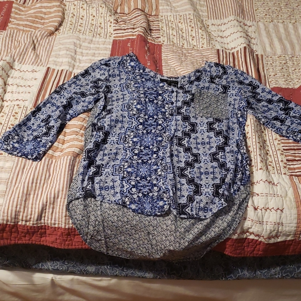 Fred David blue paisley blouse